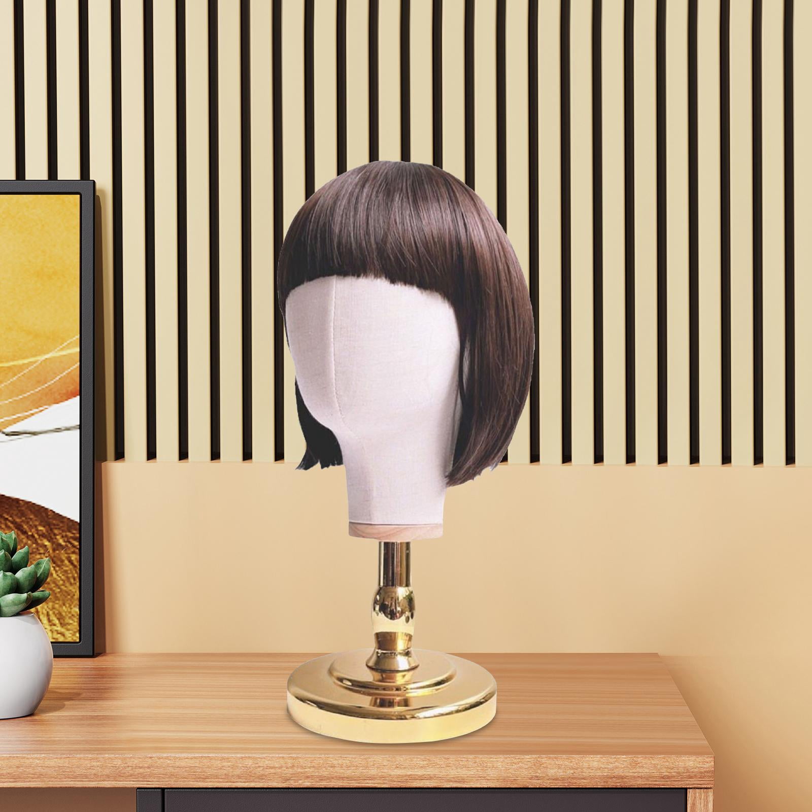 Gazechimp Canvas Block Head Desktop with PVC Base Mannequin Head for Hat Jewelries Gold