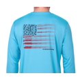 thumbnail image 3 of The American Outdoorsman Men's Lightweight UPF 50+ UV Sun Protection Outdoor Long Sleeve Breathable Water Print Shirt (Flag Print  - Caribe Blue, XXL), 3 of 4