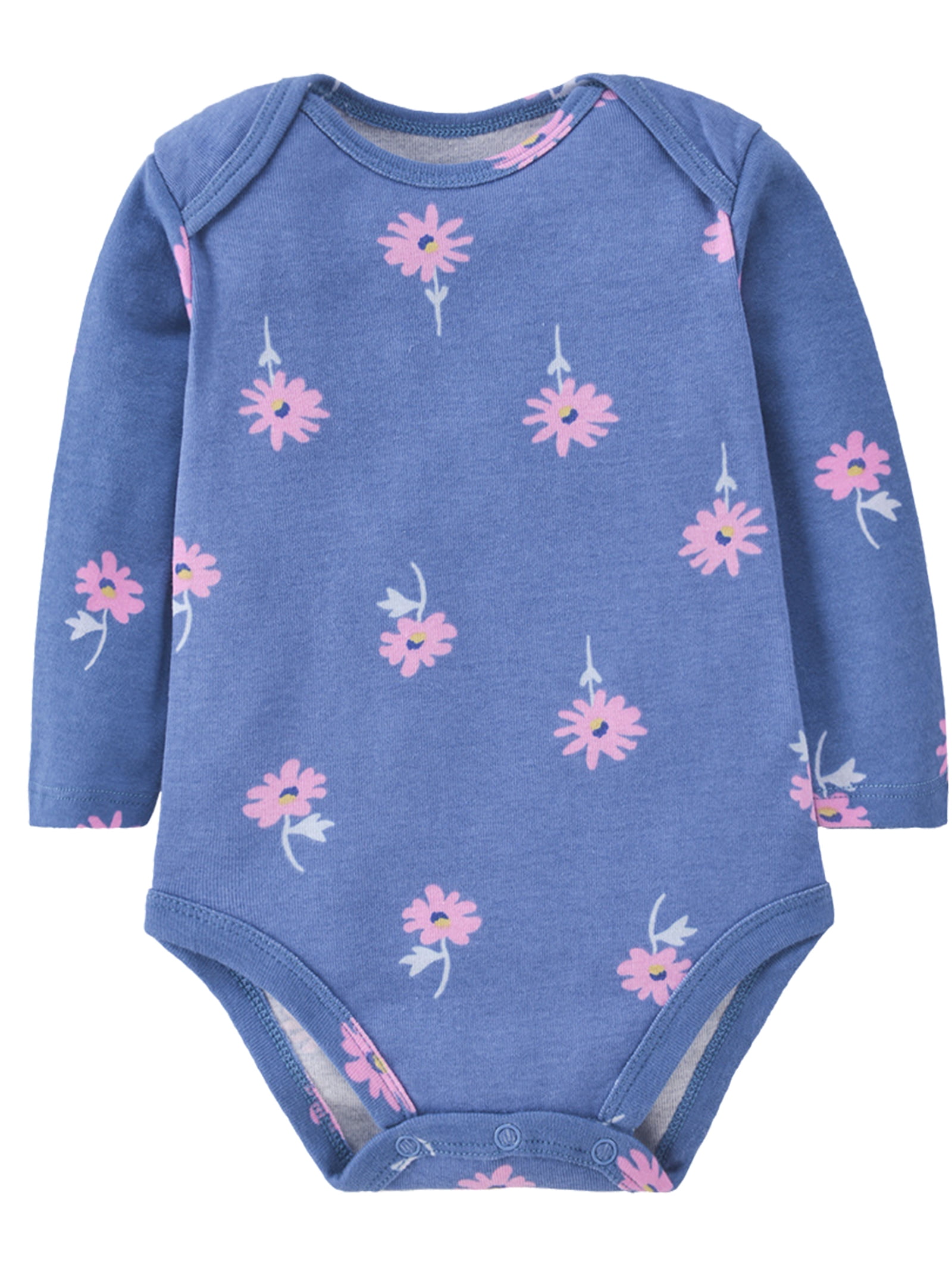 HWJAD Baby Girls' 3-Pack Long Sleeve Bodysuits One-piece 100% Organic Cotton for 0-24 Months Baby Girl