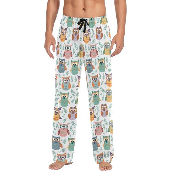 GZHJMY Owl Pajama Pants for Men, Lounge Pants Lightweight Men Pajama Bottoms with Drawstring Pockets, Christmas New Year Birthday Gifts, Medium