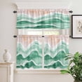 thumbnail image 6 of Ocean Wave Curtain Valances Set Lake Blue Gradient Beach Boho Kitchen Curtains 36&nbsp;inch Length Rod Pocket Valance and Tiers 3 Piece Set Small Bedroom Bathroom Laundry Decor, 6 of 9