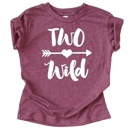 

Olive Loves Apple Two Wild 2nd Birthday Girls Shirt for Toddler Girls Second Birthday Outfit Vintage Burgundy Shirt 2T