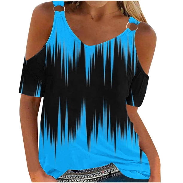 Camisas de Manga Corta para las Mujeres Blusa de Cuello Redondo de Impresión Casual, Top de Algodón de Imitación Ligero para el Hogar, el Uso Diario Y las Cuatro Estaciones