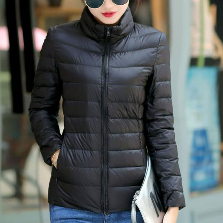 Womens Lightweight Quilted Jacket Zip up Long Sleeve Stand Collar  Lightweight Coat Dolman Warm Winter Outwears 