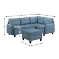 thumbnail image 7 of Lexicon Garren Textured 5-Piece Sectional with Storage and Ottoman in Blue, 7 of 7
