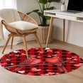 thumbnail image 4 of Round Area Rug 3.3 Ft, Valentine's Day Birds Washable Non-Slip Circle Carpet for Living Room/Bedroom, Love Branches Red Black Buffalo Plaid Low-Profile Small Kitchen Mats Collection Rugs for Indoor, 4 of 8