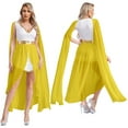 thumbnail image 6 of iiniim Women's Greek Toga Costume Ancient Roman Senator Caesar Costume V Neck Cape Sleeve Front Split Dress Yellow XL, 6 of 7