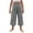 Gray, variant on Girls Casual Linen Capris Smocked High Waist Capri Pant Pleated Loose Wide Leg Pull On Crop Trousers 8 Years, Army Green