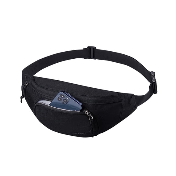 WATERFLY Unisex Fashion Slim Hiking Nylon Fanny Pack Waist Bag,Black
