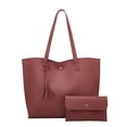 thumbnail image 2 of AUDeals Women Pebbled PU Leather Tote Bag, Solid Color Minimalist Shoulder Purse, Large Capacity Tassel Handbag for Daily Travel Commute, 2 of 7