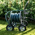 thumbnail image 7 of Backyard Expressions Commercial Four Wheel Hose Reel Cart - Heavy Duty Rolling Hose Caddie for Gardening - 350 Ft Hose Capacity, 7 of 7