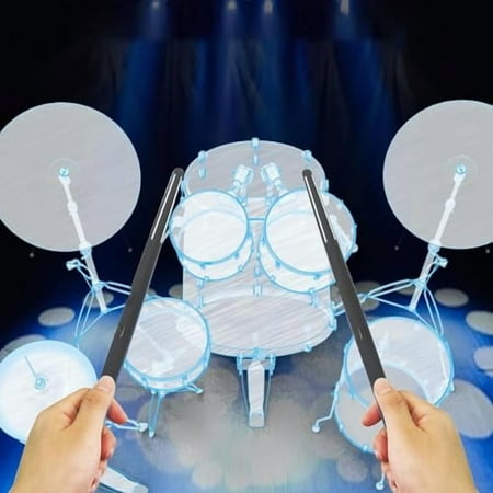 Electric Air Drum Set, Virtual Drumsticks Set, RGB Portable 3D Motion Sensing Air Drum Kit with Drumsticks Pedals Bluetooth & 8 Sounds for Adults Kids Percussion Accessories