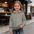 thumbnail image 2 of Ticikt Hooded Sweatshirt for Kids with Drawstring Soft Gym Hoodie for Girls and Boys Comfortable Everyday Wear,Color:Grey, 2 of 6