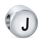 Bling Jewelry Alphabet Initial Round Block Letter Bead Charm .925Sterling Silver