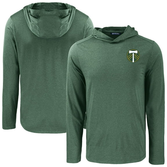 Men's-Cutter & Buck  Hunter Green Portland Timbers Coastline Epic Comfort Eco Long Sleeve Recycled Hooded Shirt