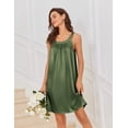 thumbnail image 5 of Ekouaer Silky Satin Nightgown for Women Sleeveless Sleepwear Tank Night Shirts Pleated Sleepshirt Casual Dress, 5 of 6