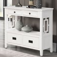 thumbnail image 3 of 36'' Farmhouse Console Table, Pine Wood Entry Sofa Table with 4 Drawers & 1 Storage Shelf,Classic Accent Table Side Table for Entryway Living Room Bedroom Hallway Kitchen(Antique White), 3 of 8