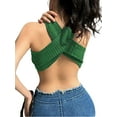 thumbnail image 4 of Liacowi Women Strapless Tube Tops Knitted Halter Neck Zipper Bandeau Crop Tops Aesthetic Clothes Party Tops, 4 of 5