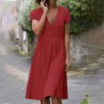 thumbnail image 2 of EQWLJWE Robes d'Été pour Femmes 2022 Mode Robe d'Été Décontractée Col en V Imprimé Floral Manches Courtes Robe Ample Invité de Mariage pour Femmes, 2 of 7