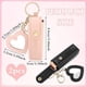 thumbnail image 2 of llaveros de piel sintética con soporte para barra de labios potable a granel con espejo, llavero con brillo de labios para mujer, regalo para viajes (rosa y negro), 2 of 5