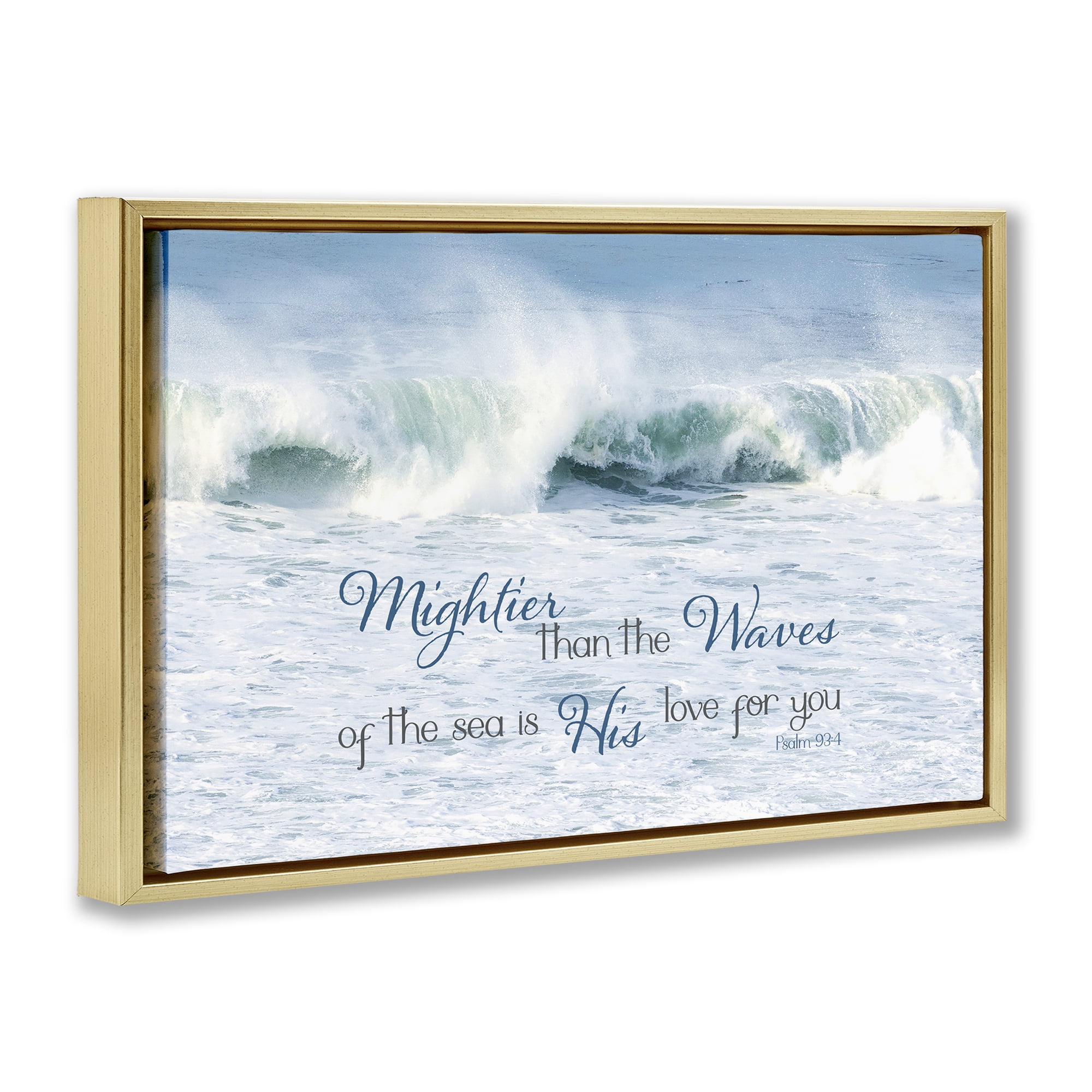 Stupell Industries Mightier Than The Waves Gold Framed Floater Canvas Wall Art, design by Kathy Mansfield