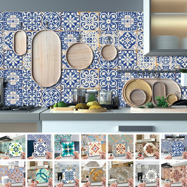 24Pcs Tile Stickers, Mosaic Self-Adhesive Decorative Wall Stickers Peel and Stick  Tile Backsplash Waterproof Oil Proof Removable Decals for Kitchen Bathroom  - Walmart.com