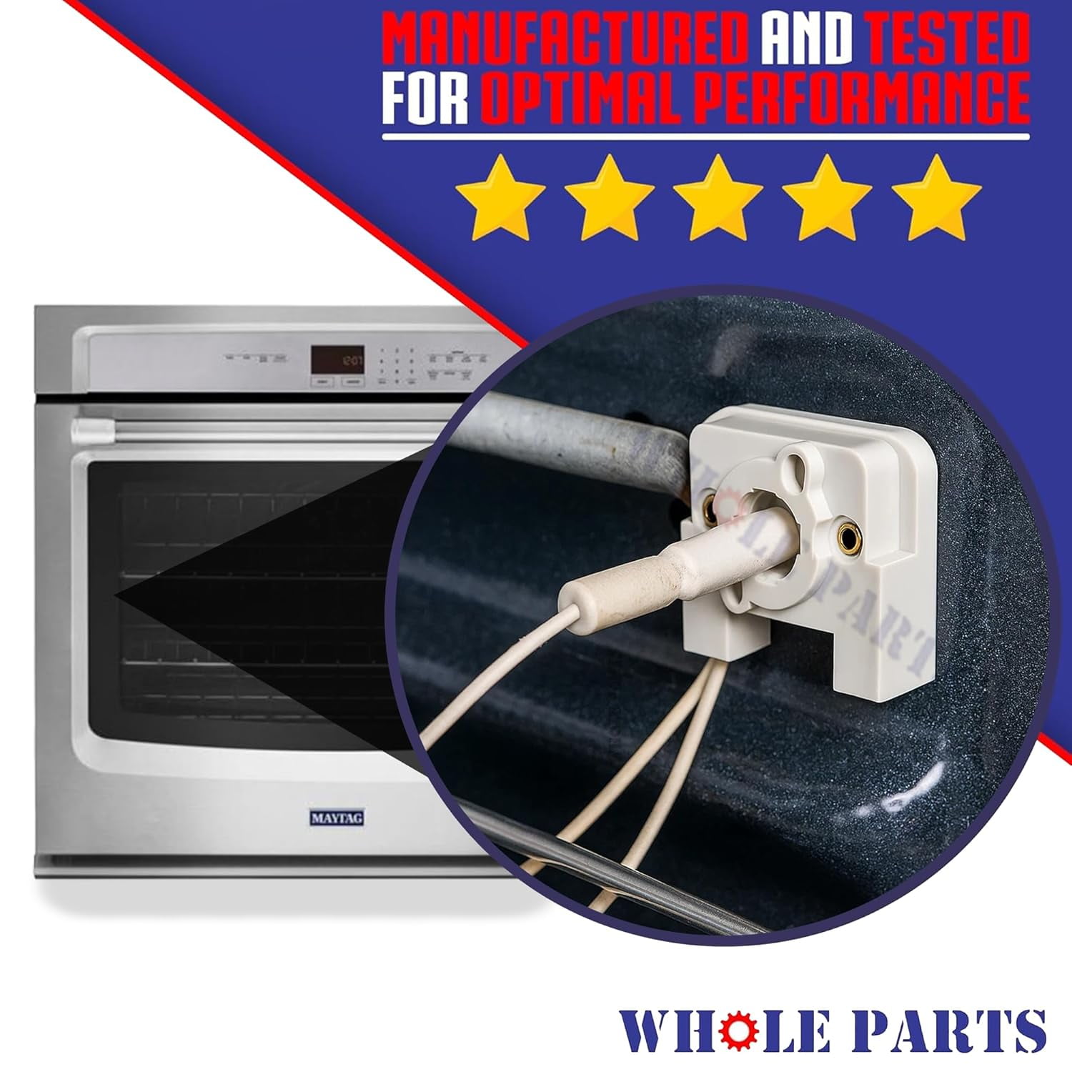 Whole Parts Range Oven Igniter Switch Part# WP74007095 - Replacement & Compatible with Some Maytag, Magic Chef, Jenn Air, Admiral, Norge, Hardwick, Crosley, Amana and Whirlpool Ranges or Ovens