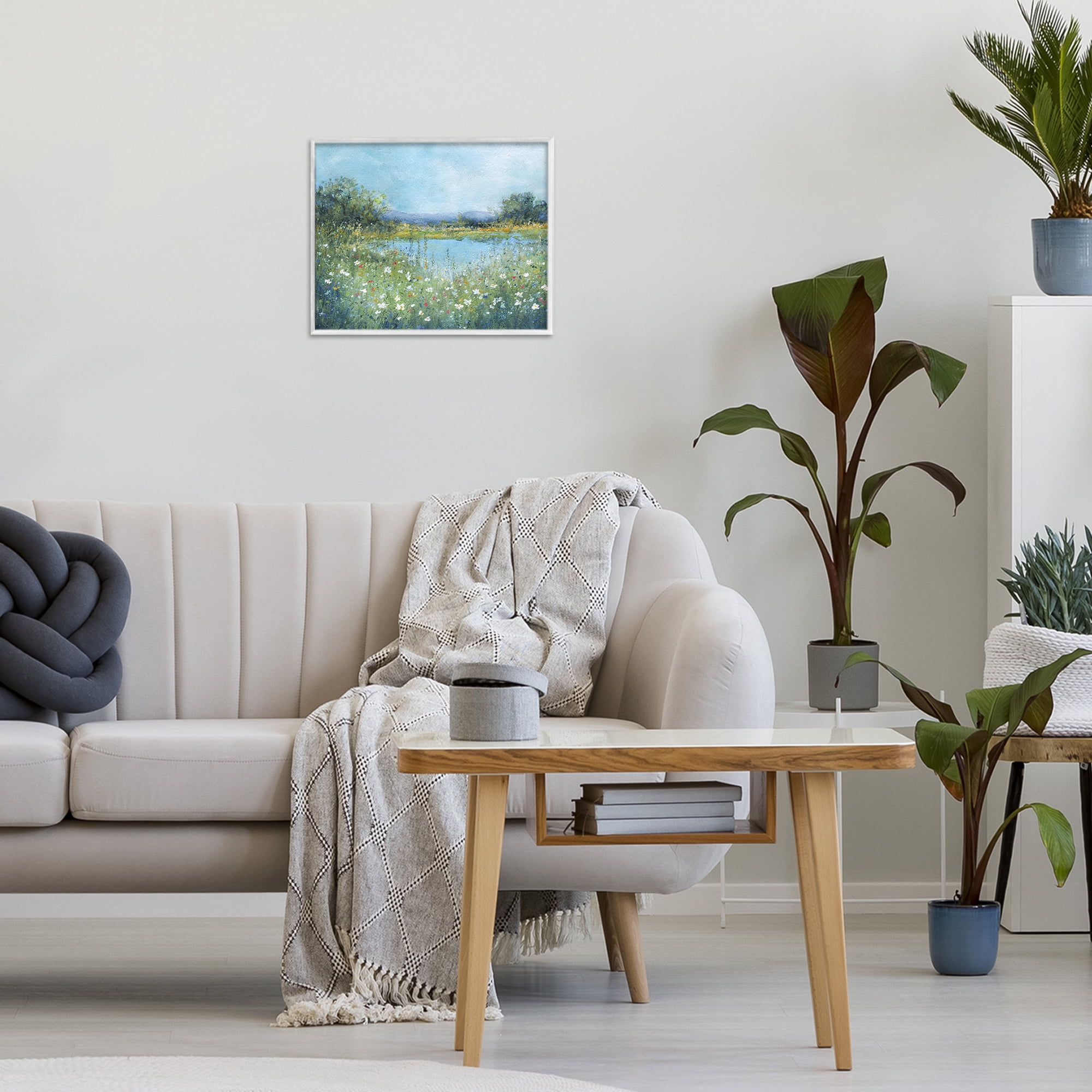 Stupell Industries Impressionist Meadow Surrounding Pond White Framed Giclee Art, design by Carol Robinson