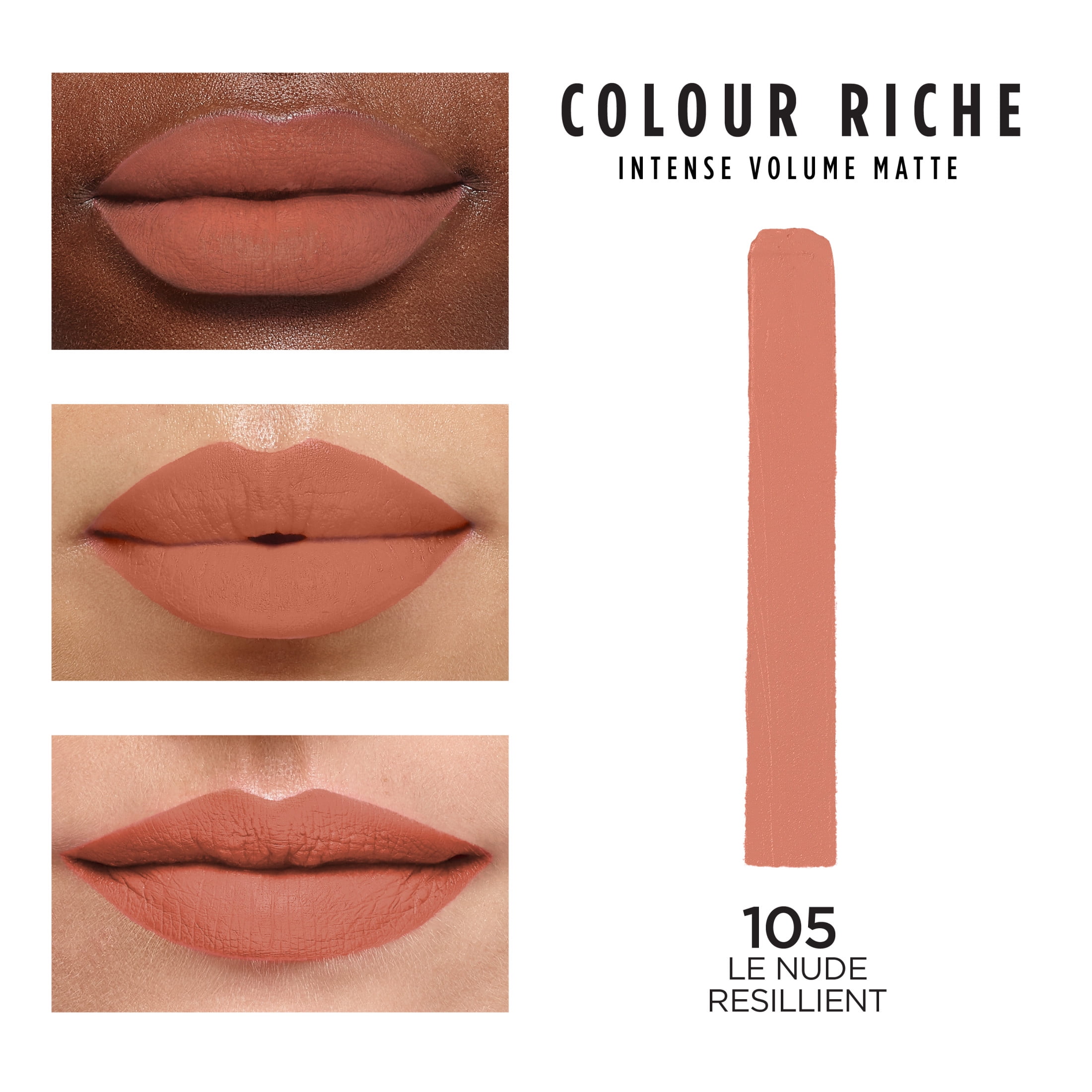 L'Oreal Paris Colour Riche Smudgeproof Intense Volume Matte Lipstick, 105 Le Nude Resilient