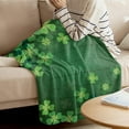 thumbnail image 3 of St. Patrick''s Day Lucky Clovers Throw Blankets, Rustic Vintage Farm Wood Soft Fleece Blanket Decorative for Home Sofa Couch Chair Living Bedroom,60x80 inches, Green Spring Holiday, 3 of 6