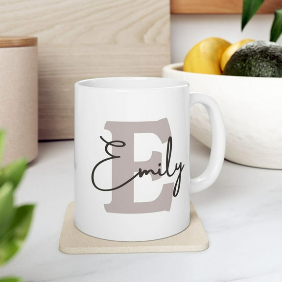 Monogram Initial Name Ceramic Mug | Customized Name Mug | Coffee Mug, Personalized Mug | Birthday Gift | Christmas Gift | Holiday Gift, Ceramic Mug 11Oz
