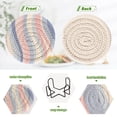 thumbnail image 4 of Yayeee 6 PCS Drink Coasters with Holder Set Woven Absorbent Round Tabletop Hot Pad, Abstract Pink, 4 of 7