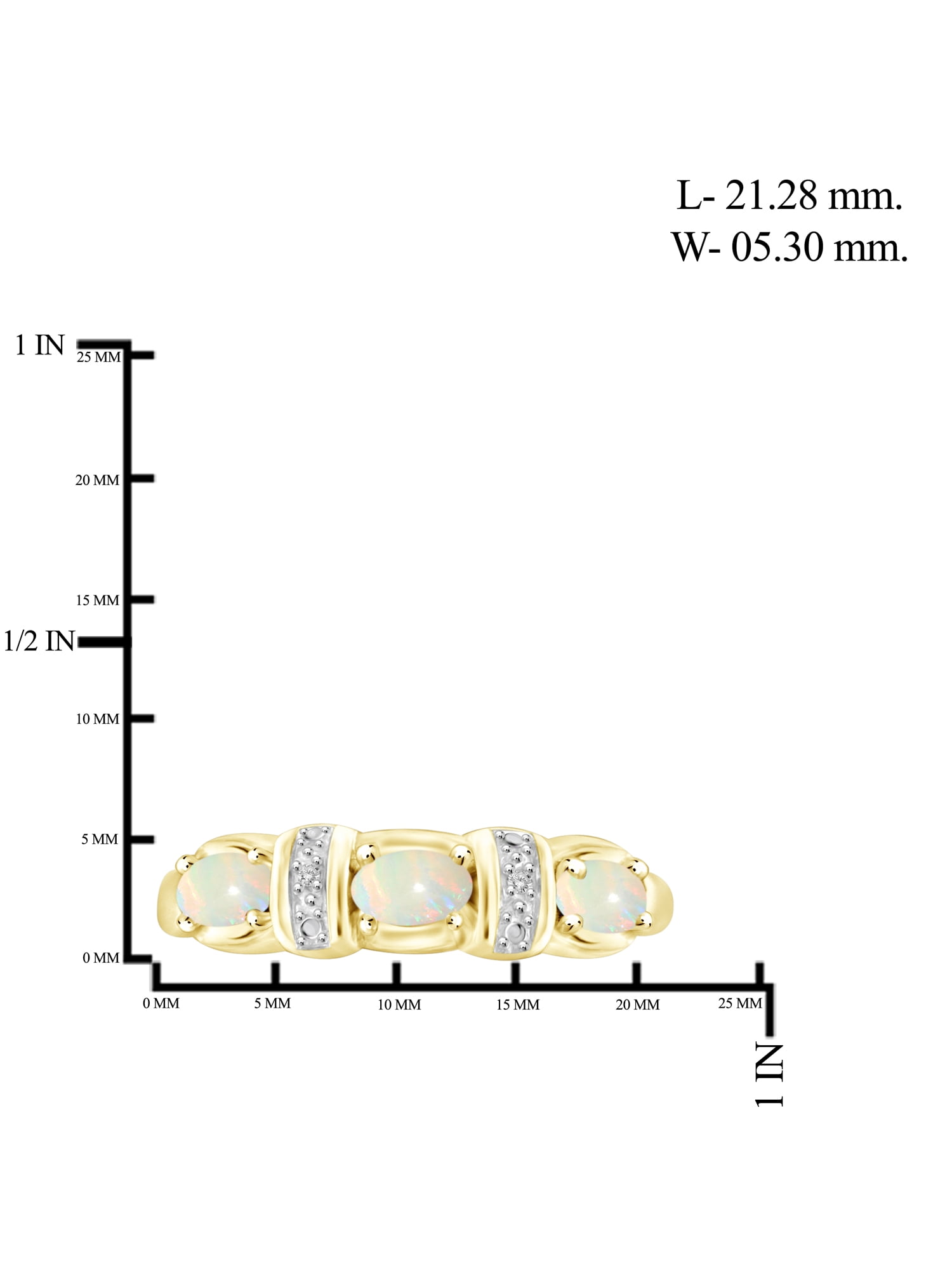 0.42 Carat T.G.W. Opal Gemstone and White Diamond Accent Ring