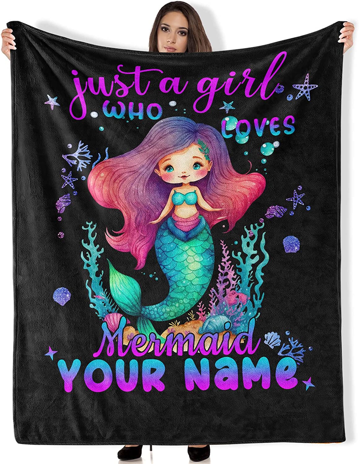 GDAKE Mermaid Throw Blanket Gifts, 50”x40” Warm Cozy Soft, Blanket for