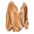 thumbnail image 3 of Endives Womens Long Sleeve Shirt Velvet Deep V Neck Tunic Sleeve Pullover Loose T Shirt Womens Top, 3 of 4