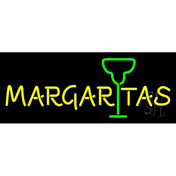 Margaritas With Wine Glass LED Neon Sign 10 x 24 - inches, Clear Edge Cut Acrylic Backing, with Dimmer - Bright and Premium built indoor LED Neon Sign for restaurant window and interior decor.