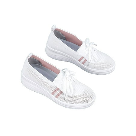 

Frontwalk Women Walking Shoe Platform Flats Mesh Casual Shoes Outdoor Fashion Sneakers Womens Lace Up White 8.5