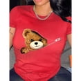 thumbnail image 3 of Camiseta de manga corta y cuello redondo para mujer con estampado de oso para uso casual en primavera y verano Color Rojo Talla Chica Marca Emil SaEs, 3 of 4
