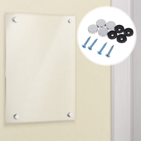 Hemoton Stainless Steel Decorative Mirror Screws with Silver Plastic Caps for Glass Panels 1 Set