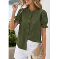 thumbnail image 4 of PRETTYGARDEN Womens Puff Short Sleeve Tops Summer Spring Button Down Boho Embroidered Cute Blouse Dressy Casual Shirts, 4 of 10