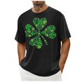 thumbnail image 5 of lcziwo St. Patrick's Day T-shirts for Men Shamrock Print Short Sleeve Crewneck Tees Lucky Green Clover Graphic Tees 2025 Summer Casual Tee Tops Prime Big Deal Days,Black,M, 5 of 6