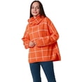 thumbnail image 4 of Fall Sweaters for Women Turtleneck Knit Sweater Long Sleeves Pullover Plaid Side Split Checked Outwear Loose Fit Tops, 4 of 8