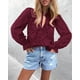 thumbnail image 5 of Blusa de Mujer PRETTYGARDEN Cuello en V con Encaje y Detalles Calados L - Rojo Vino, 5 of 6