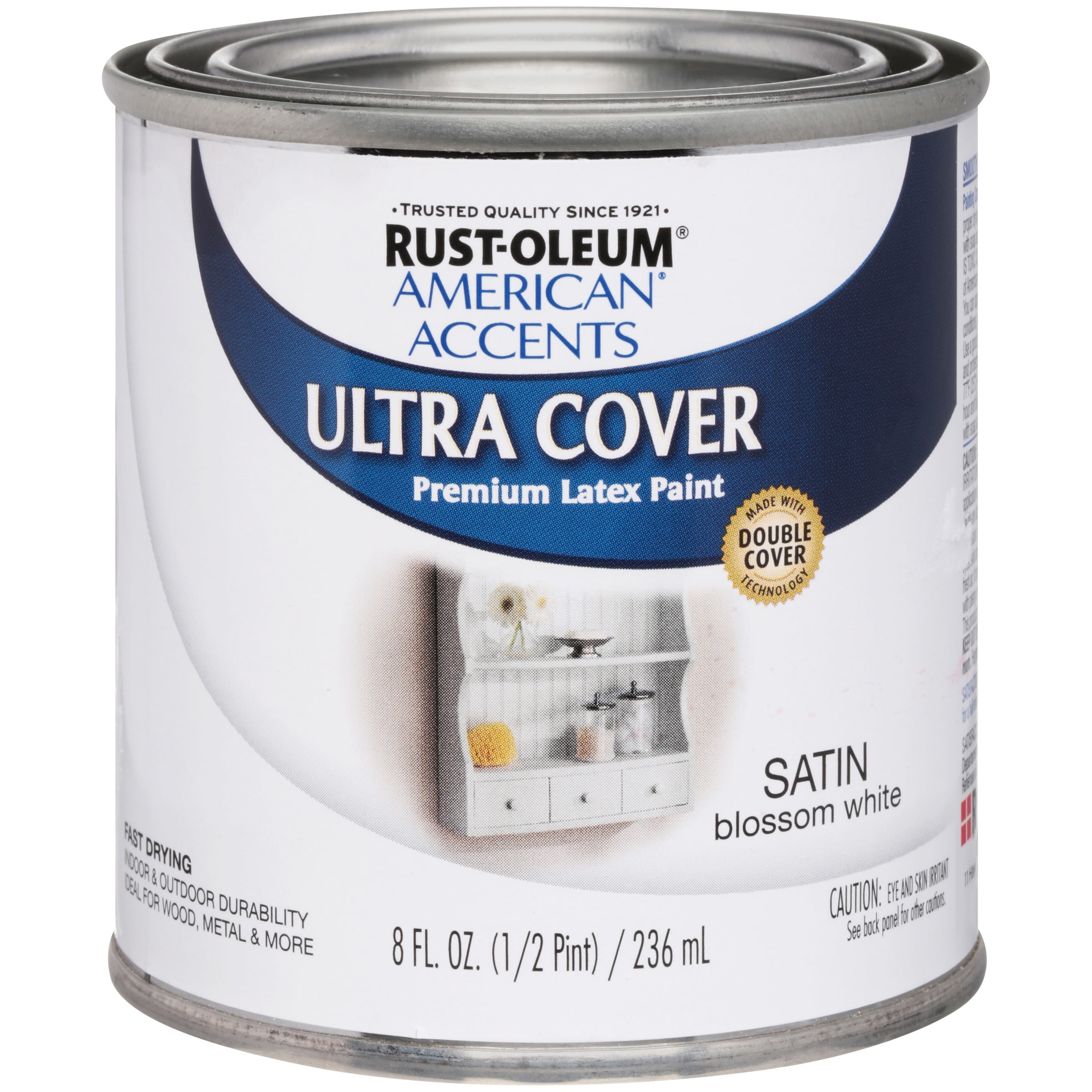 RustOleum American Accents Ultra Cover Satin Blossom White Premium Latex Paint, 8 fl oz