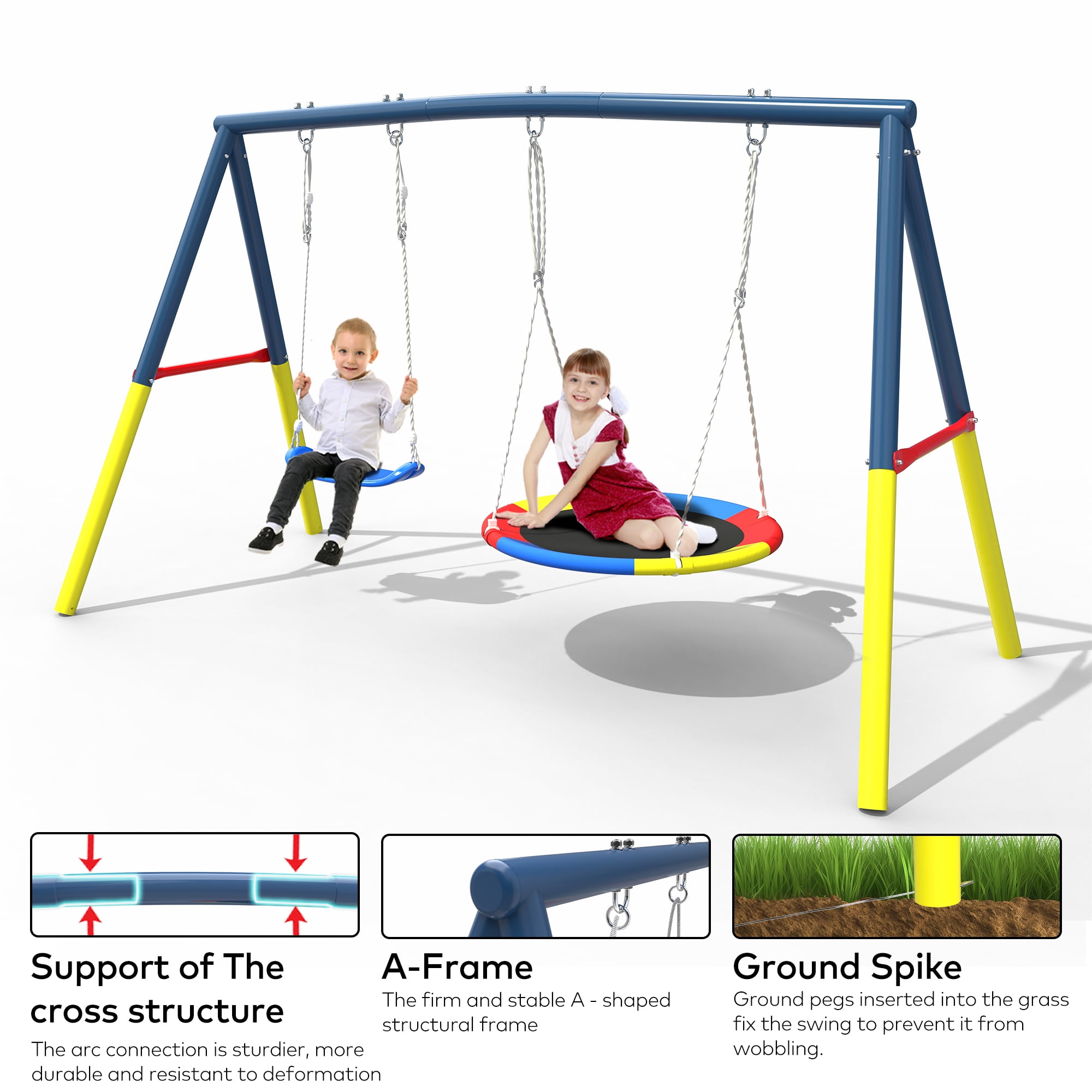 Mersco 12FT Heavy Duty Trampoline with Enclosure Net ,Slide ,Swing Set Outdoor Trampoline for Backyard,Kids Trampoline with Basketball Hoop,Birthday and Holiday Gifts for Kids,Blue