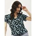 thumbnail image 7 of DressBerry Women’s Printed Poly Crepe Top V Neck Buttoned Front Closure Short Sleeves Waist Length Regular Wear Light Weighted Woven Summer Top, 7 of 7