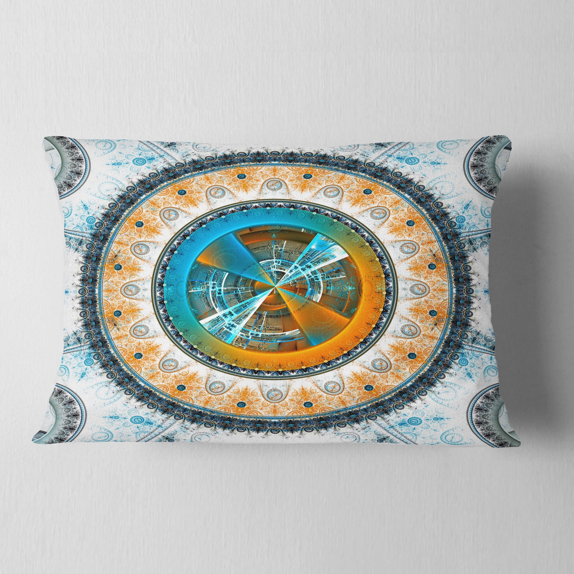 Designart Large Rounded Symmetrical Flower Brown - Abstract Throw Pillow - 12x20