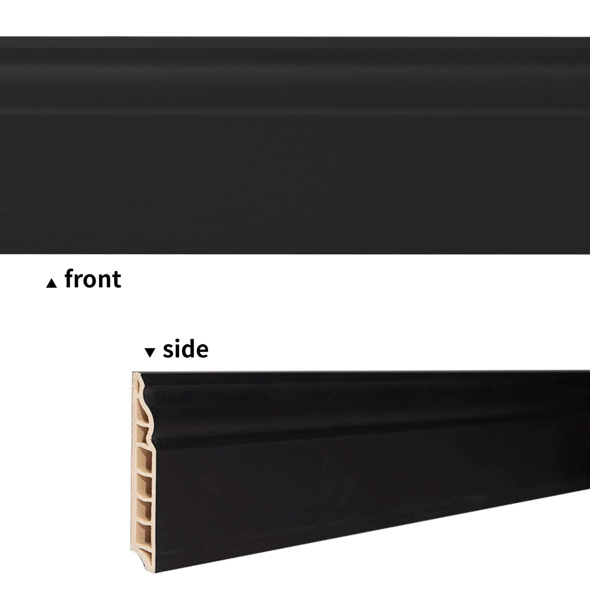 Art3d 96'' x 3.15'' Wall Baseboard Molding Trim,High Impact Polystyrene Skirting Board,Set of 4,Black