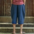 thumbnail image 5 of Wirziis Men's Baggy Linen Capri Pants Casual Yoga Patchowork Beach Pants with Drawstring, 5 of 6