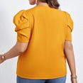 thumbnail image 6 of yillto Womens Plus Size Tops Dressy Casual Summer Chiffon Blouses Crew Neck Short Sleeve Pleated Shirts, 6 of 7